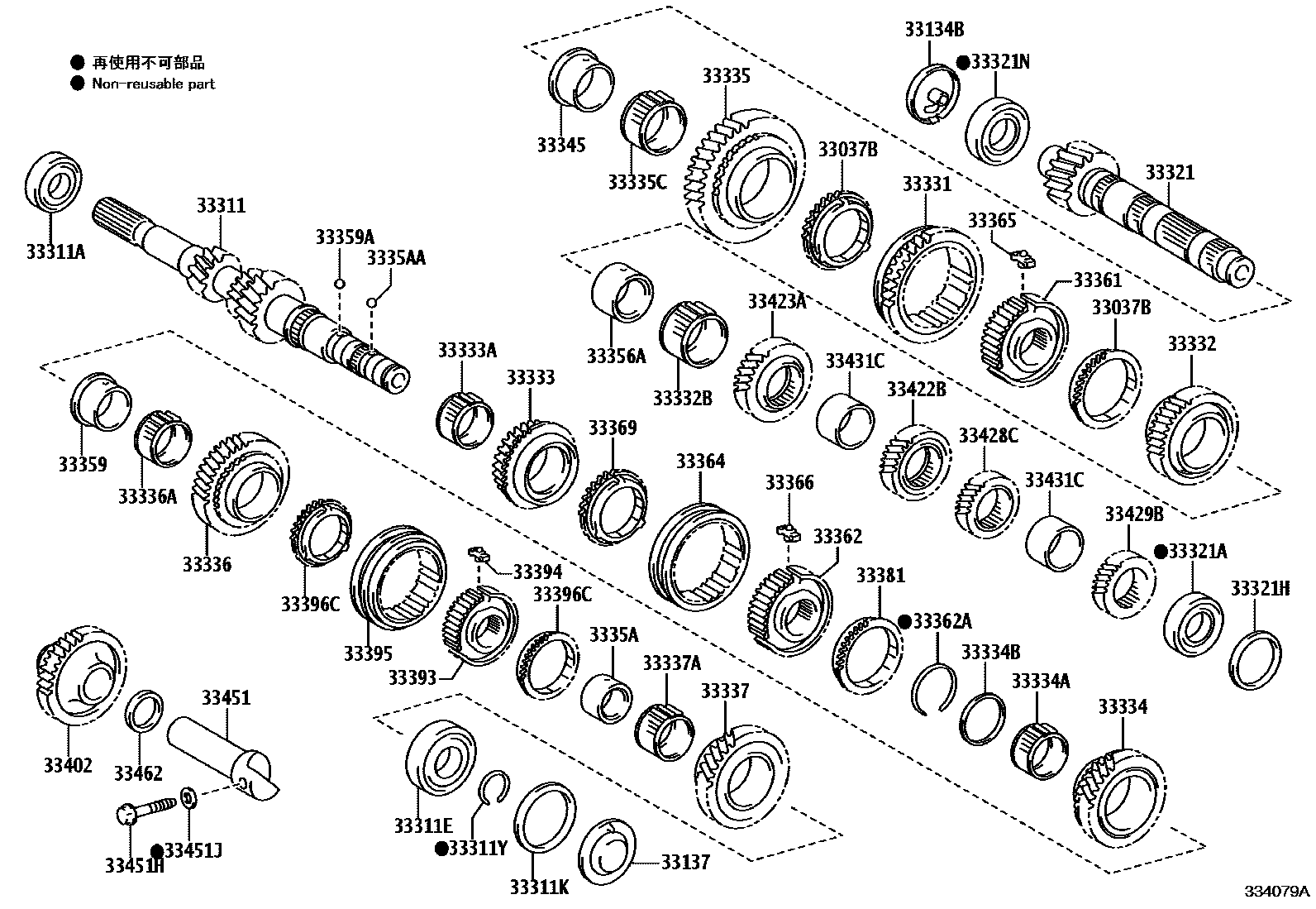 Toyota COROLLA 变速器齿轮(MTM) EPC diagram — 334079A