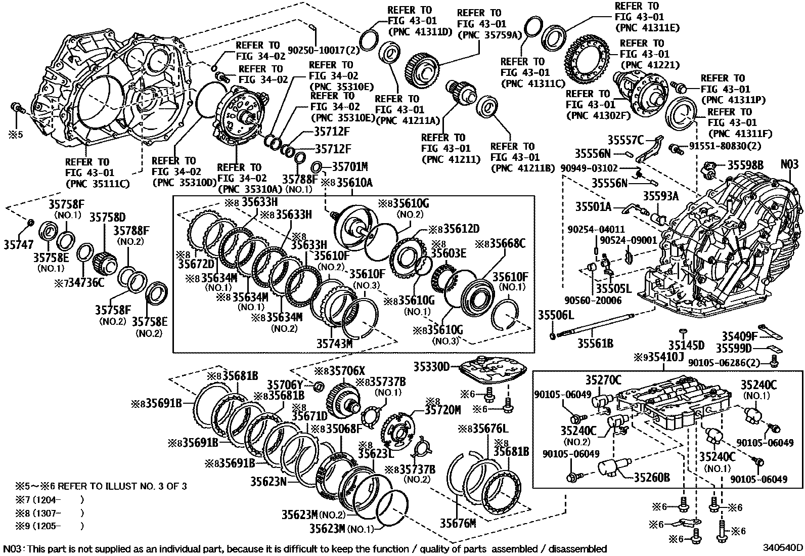 Toyota COROLLA 传动桥总成(CVT) EPC diagram — 340540D