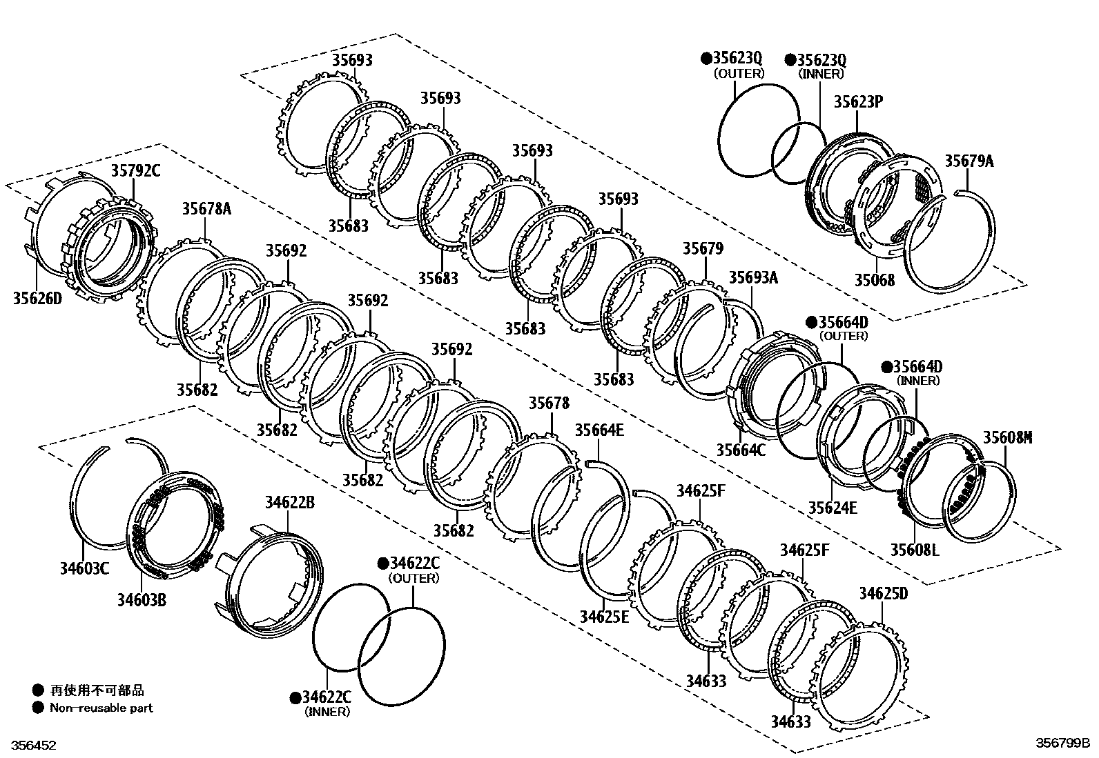 Toyota COROLLA 3号制动器、一档和倒档制动器(ATM) EPC diagram — 356799B