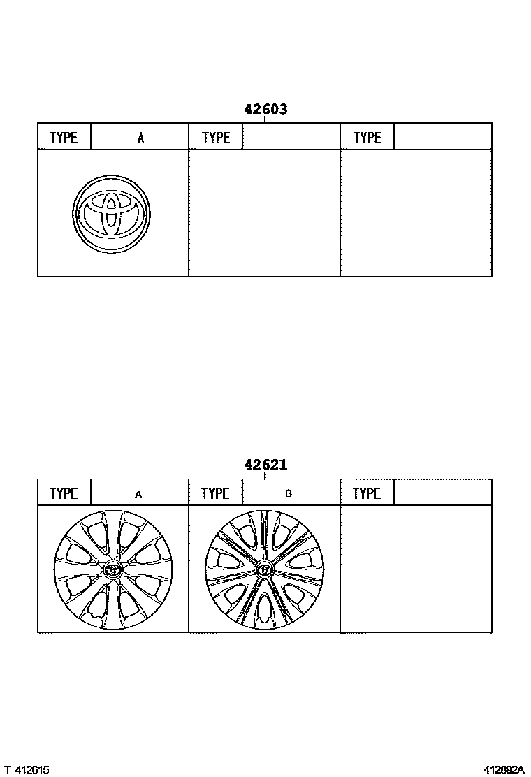Toyota COROLLA 车轮和车轮盖 EPC diagram — 412892A