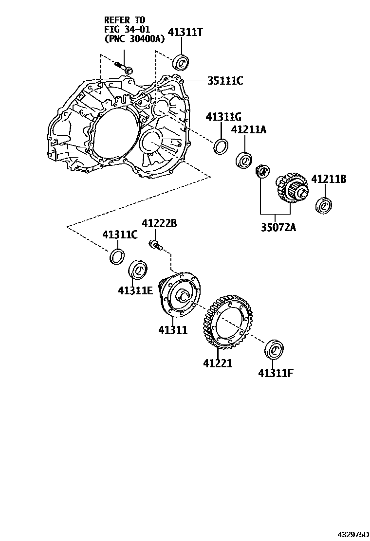 Toyota COROLLA 前桥壳和差速器 EPC diagram — 432975D