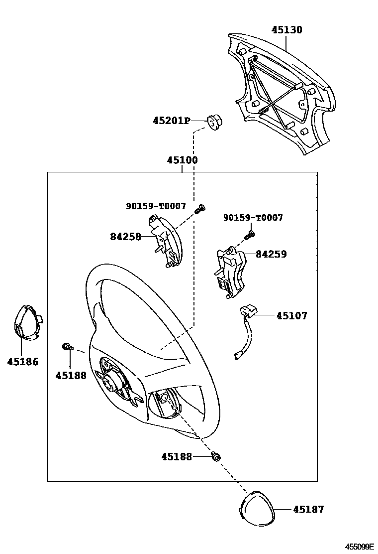 Toyota COROLLA Steering Wheel EPC diagram — 455099E
