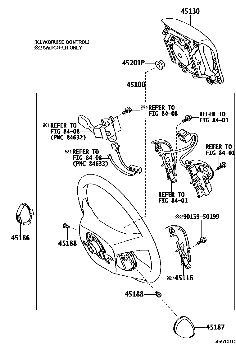 Toyota COROLLA Steering Wheel EPC diagram — 455101D