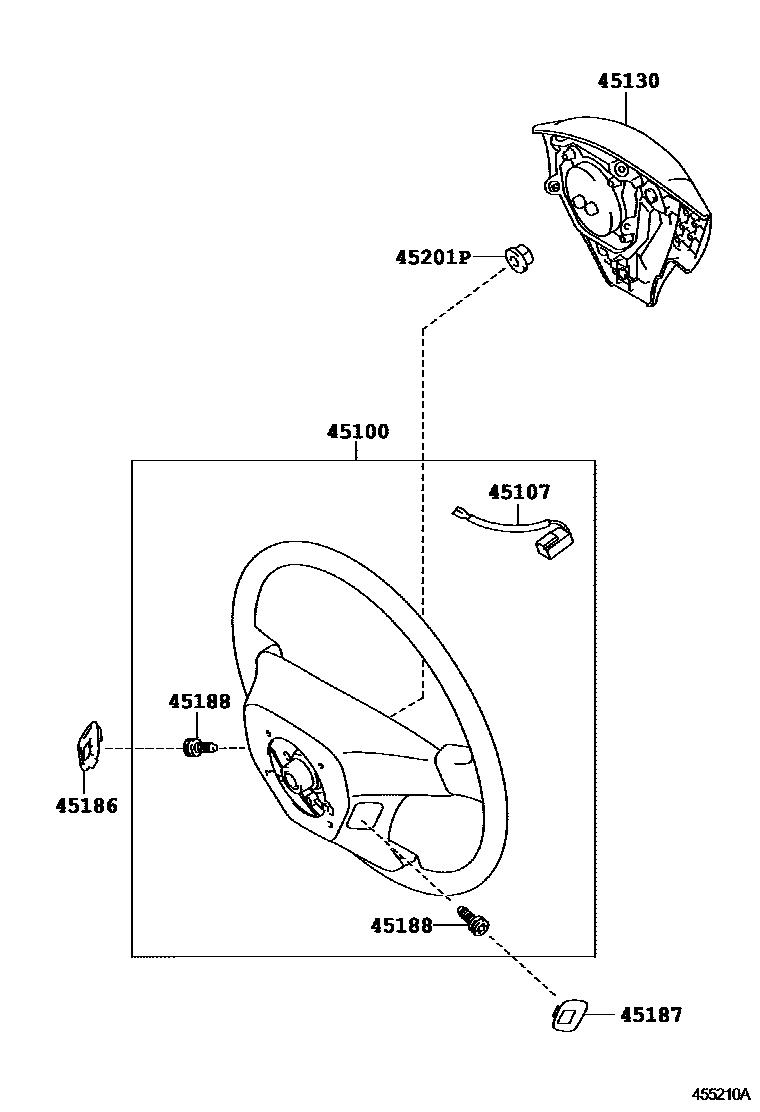 Toyota COROLLA Steering Wheel EPC diagram — 455210A