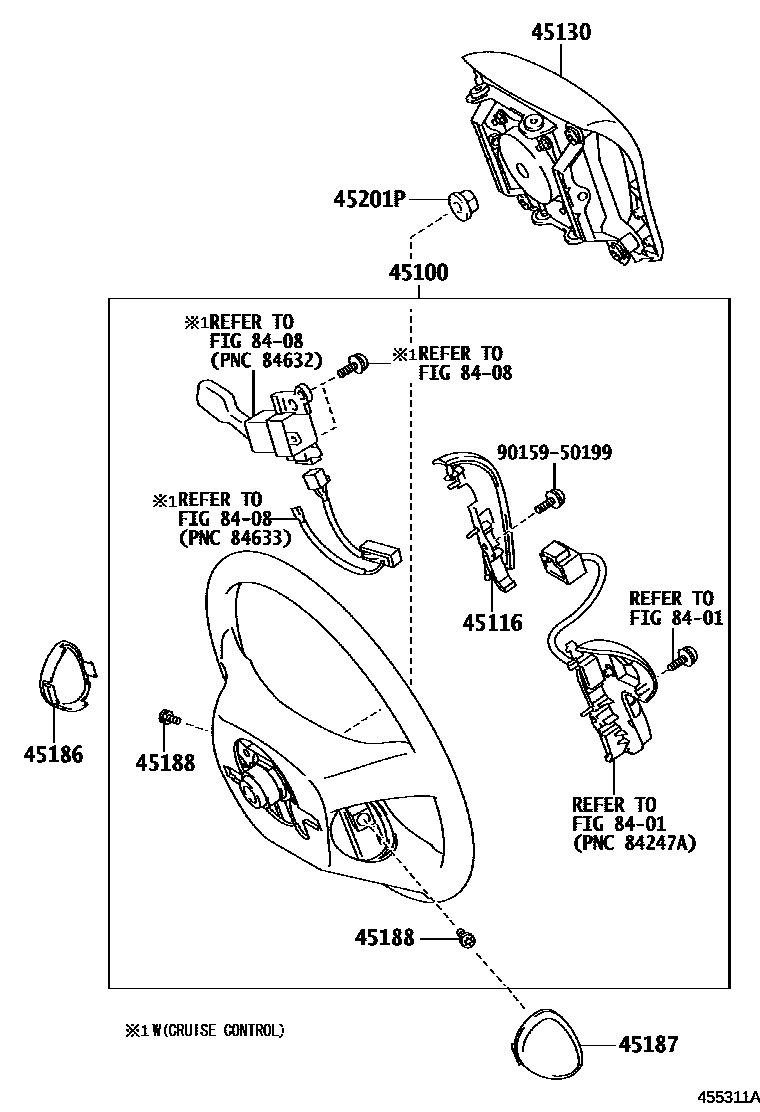 Toyota COROLLA Steering Wheel EPC diagram — 455311A