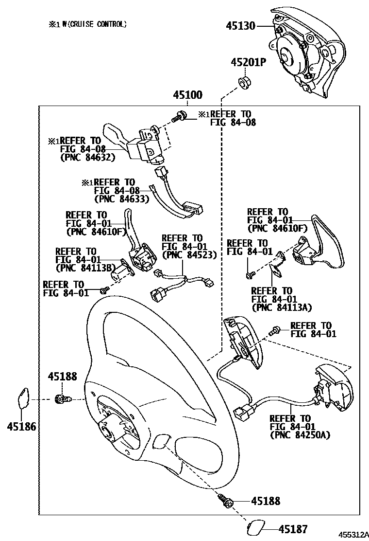 Toyota COROLLA Steering Wheel EPC diagram — 455312A