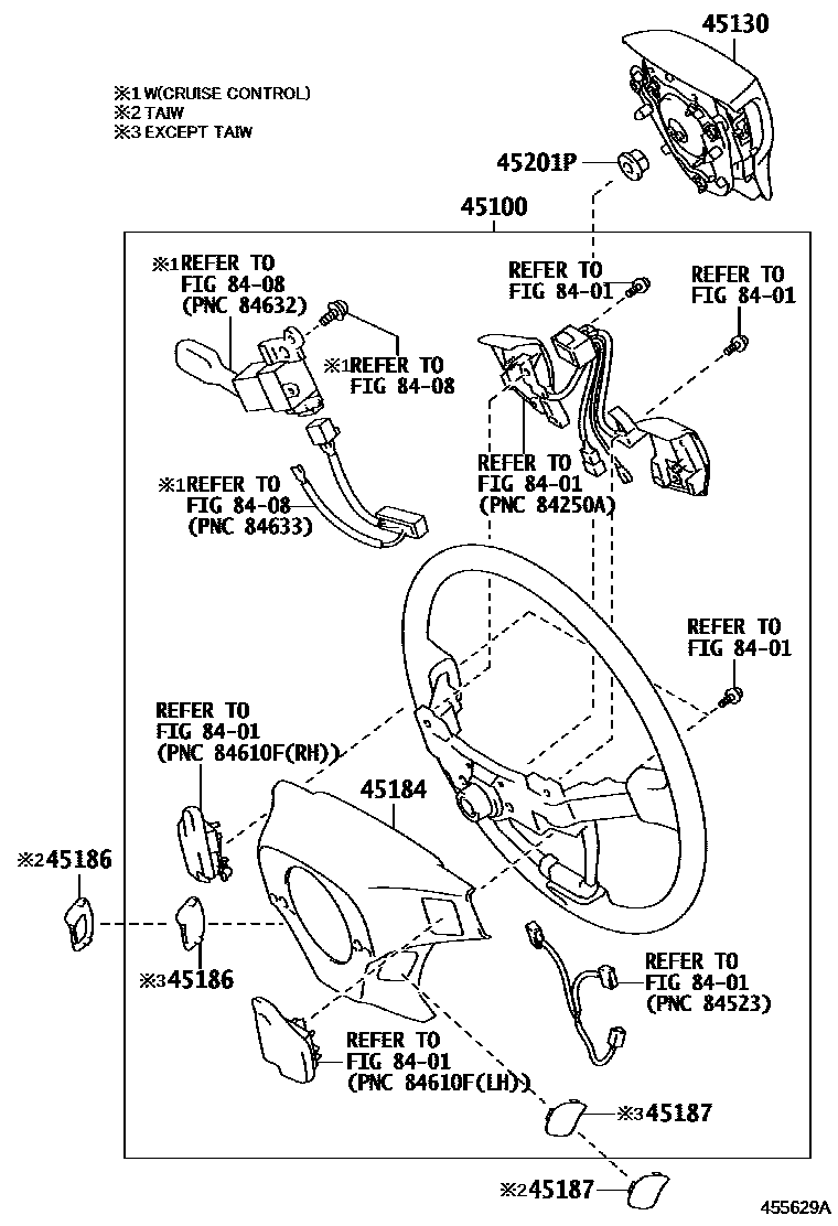 Toyota COROLLA Steering Wheel EPC diagram — 455629A