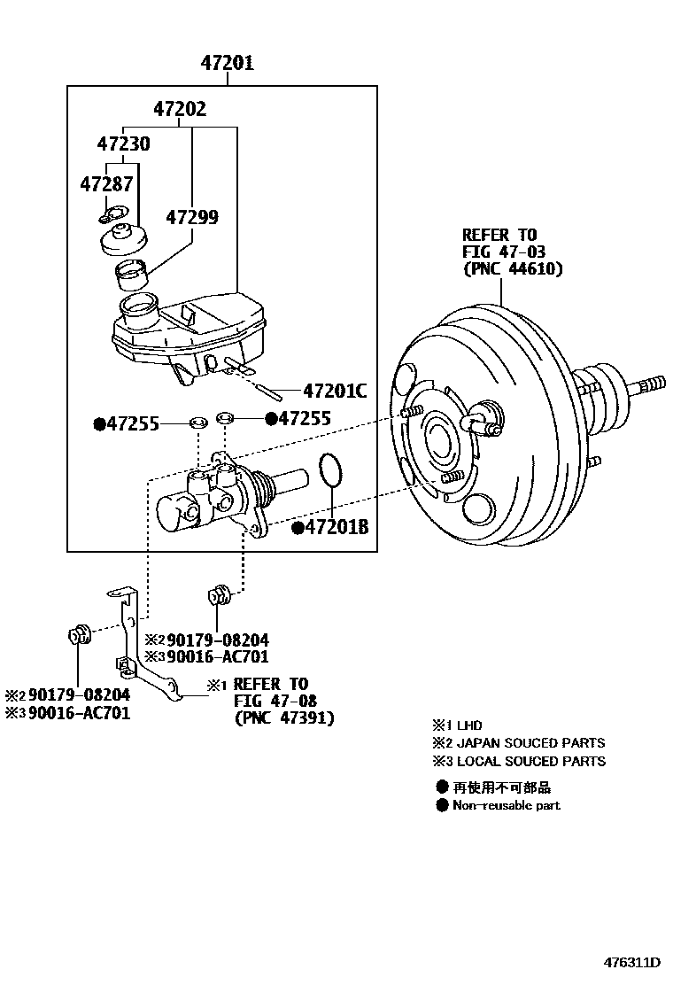 Toyota COROLLA 制动总泵 EPC diagram — 476311D