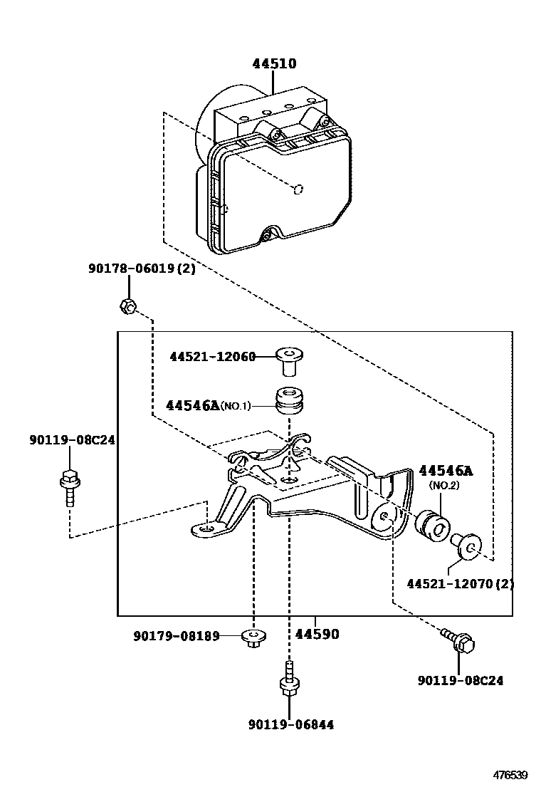 Toyota COROLLA 制动配管和卡箍 EPC diagram — 476539