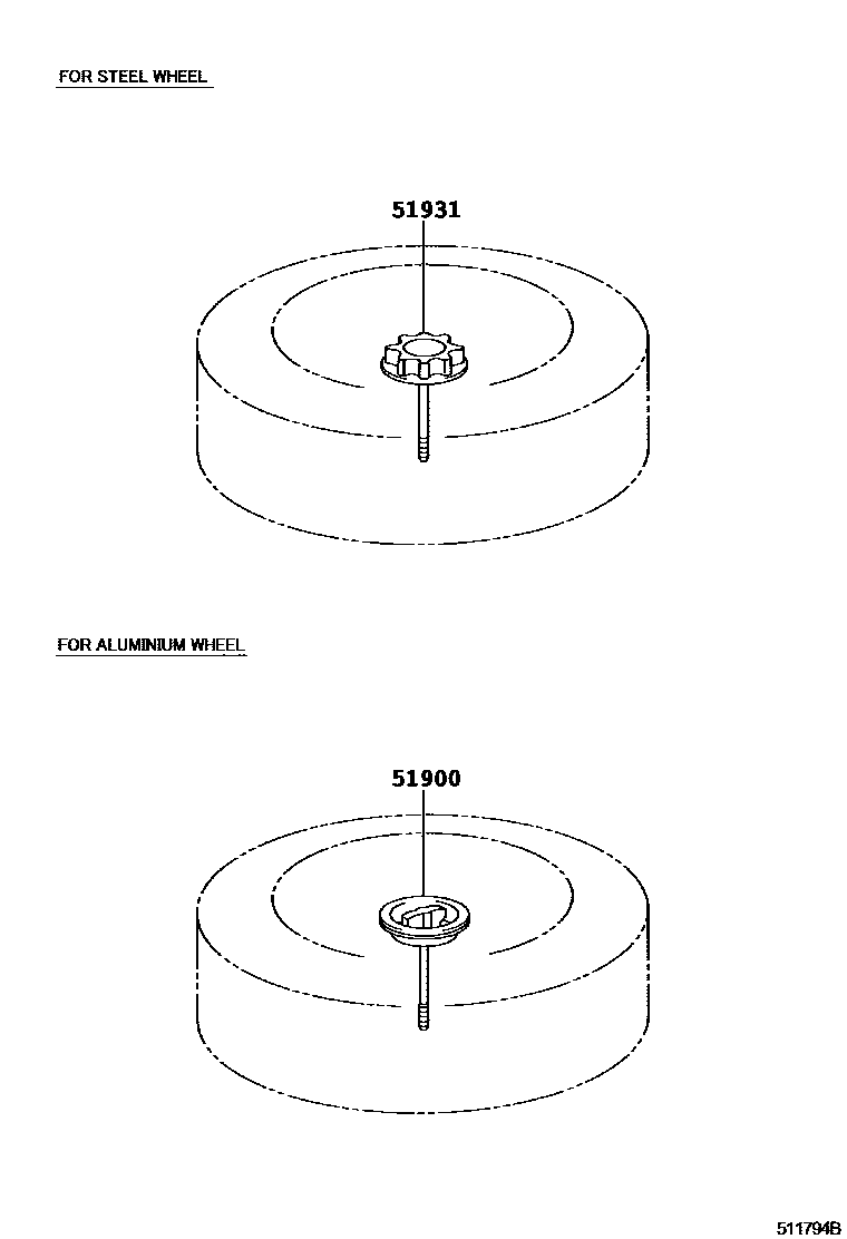 Toyota COROLLA Spare tire rack EPC diagram — 511794B