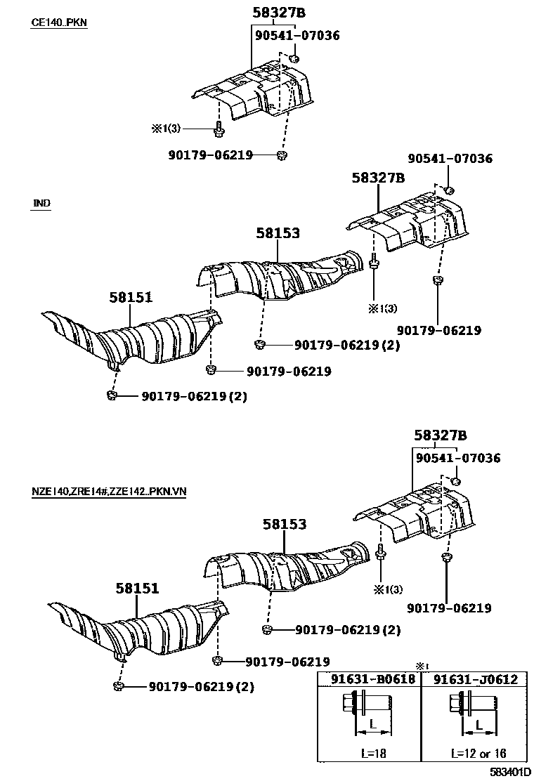 Toyota COROLLA 地板隔热垫 EPC diagram — 583401D