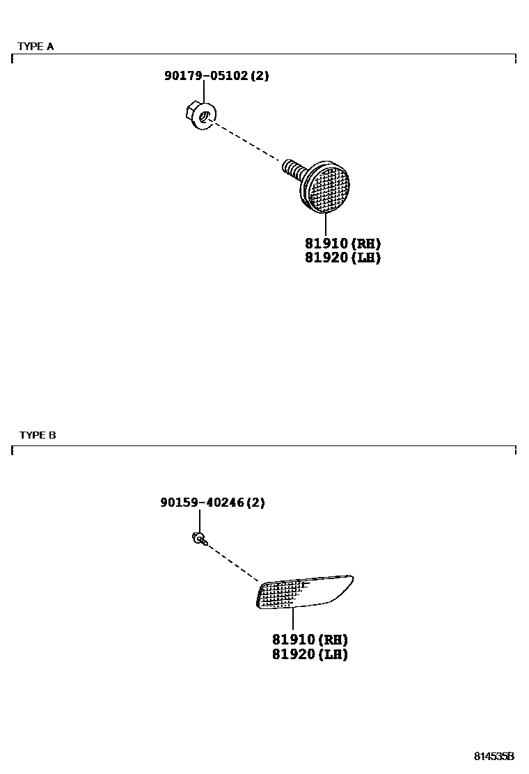 Toyota COROLLA reflector EPC diagram — 814535B