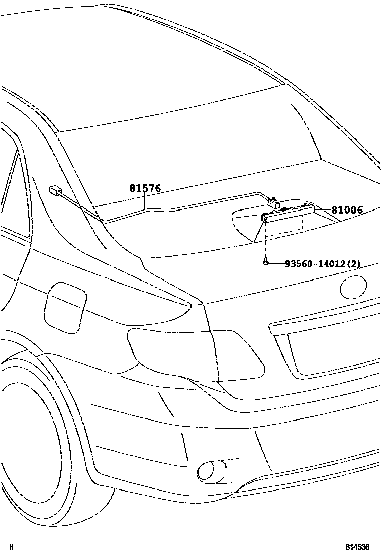Toyota COROLLA 高位刹车灯 EPC diagram — 814536