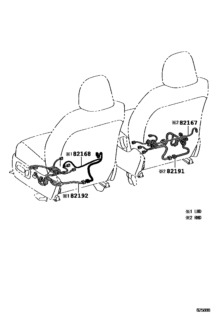 Toyota COROLLA 线束和卡夹 EPC diagram — 825888