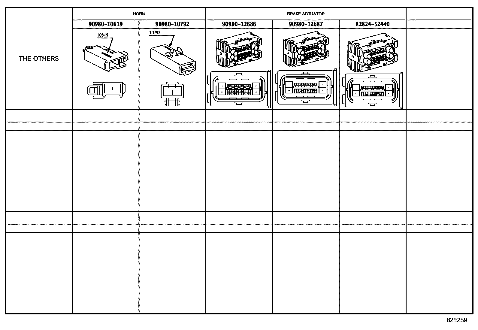 Toyota COROLLA 线束和卡夹 EPC diagram — 82E259