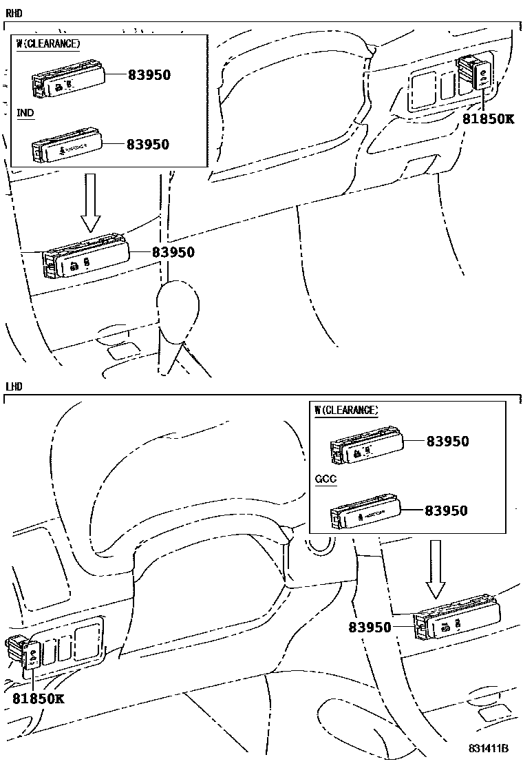Toyota COROLLA indicator light EPC diagram — 831411B