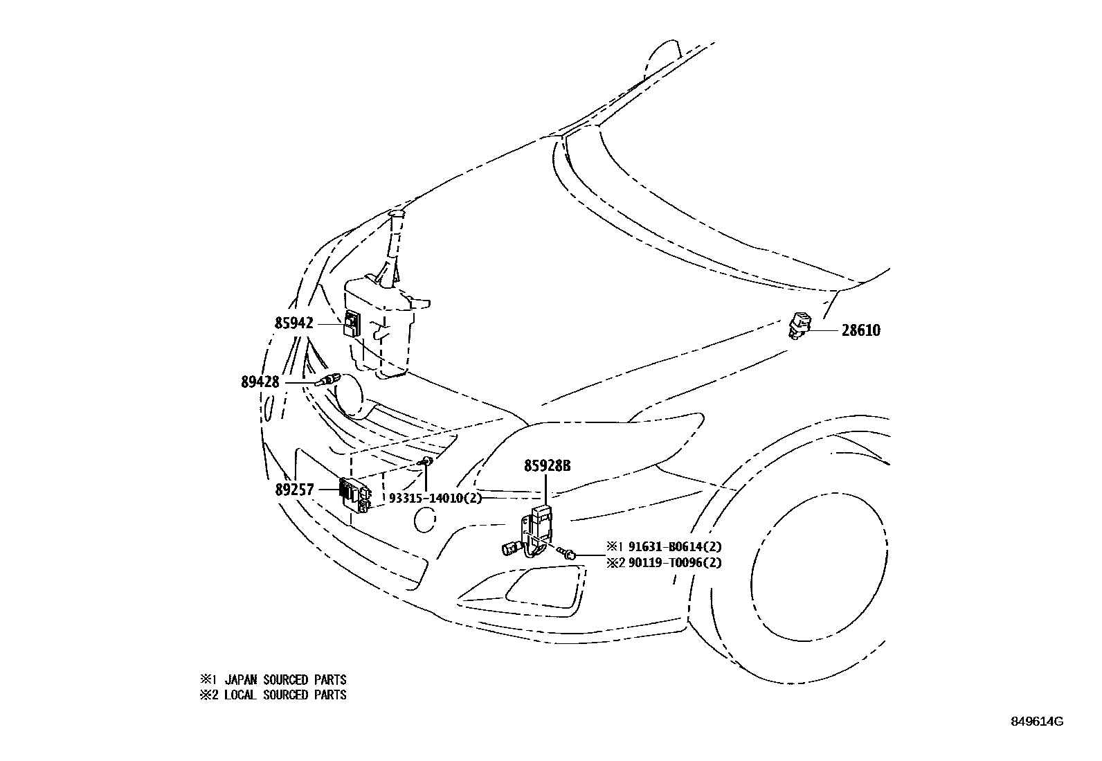 Toyota COROLLA 开关和继电器和ECU EPC diagram — 849614G