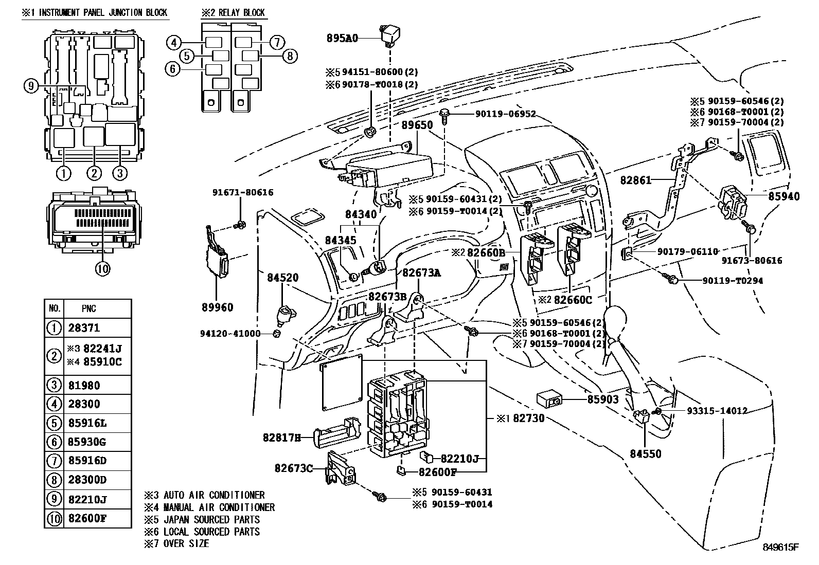 Toyota COROLLA 开关和继电器和ECU EPC diagram — 849615F