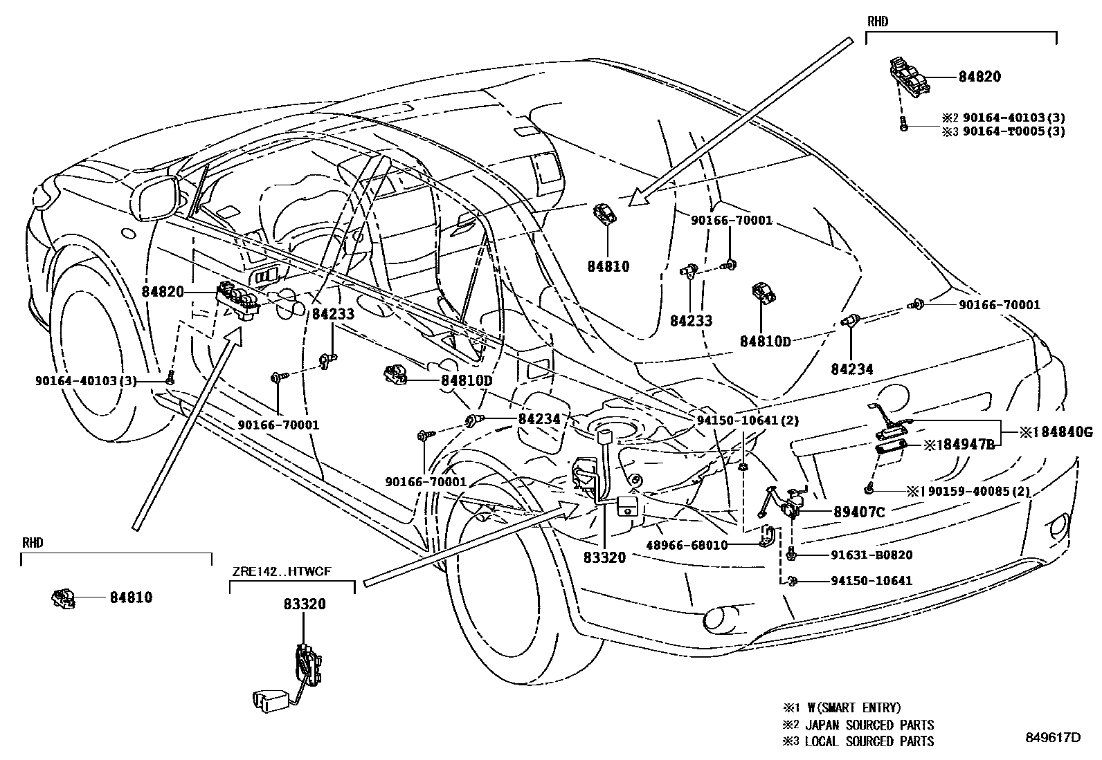 Toyota COROLLA 开关和继电器和ECU EPC diagram — 849617D