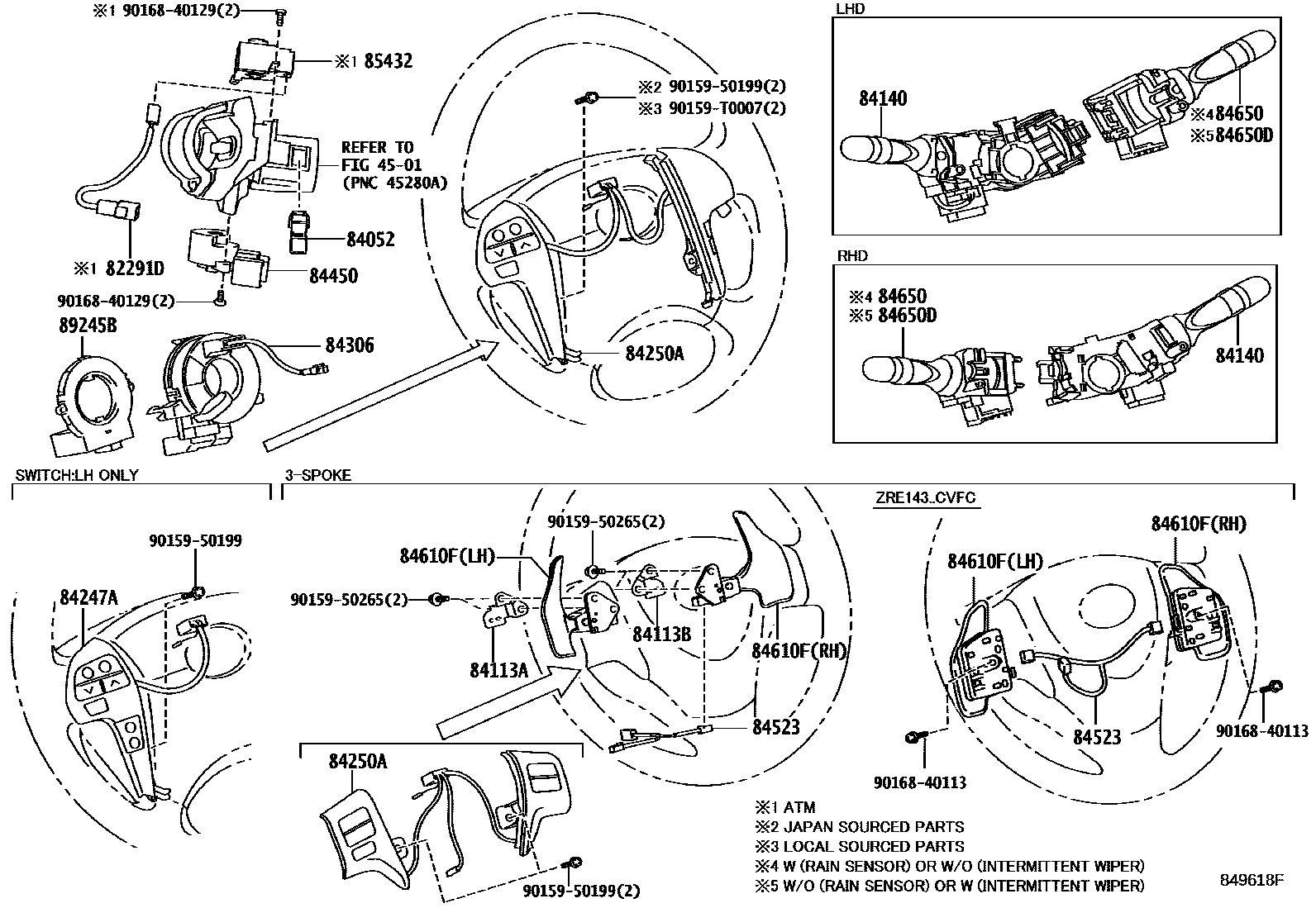 Toyota COROLLA 开关和继电器和ECU EPC diagram — 849618F