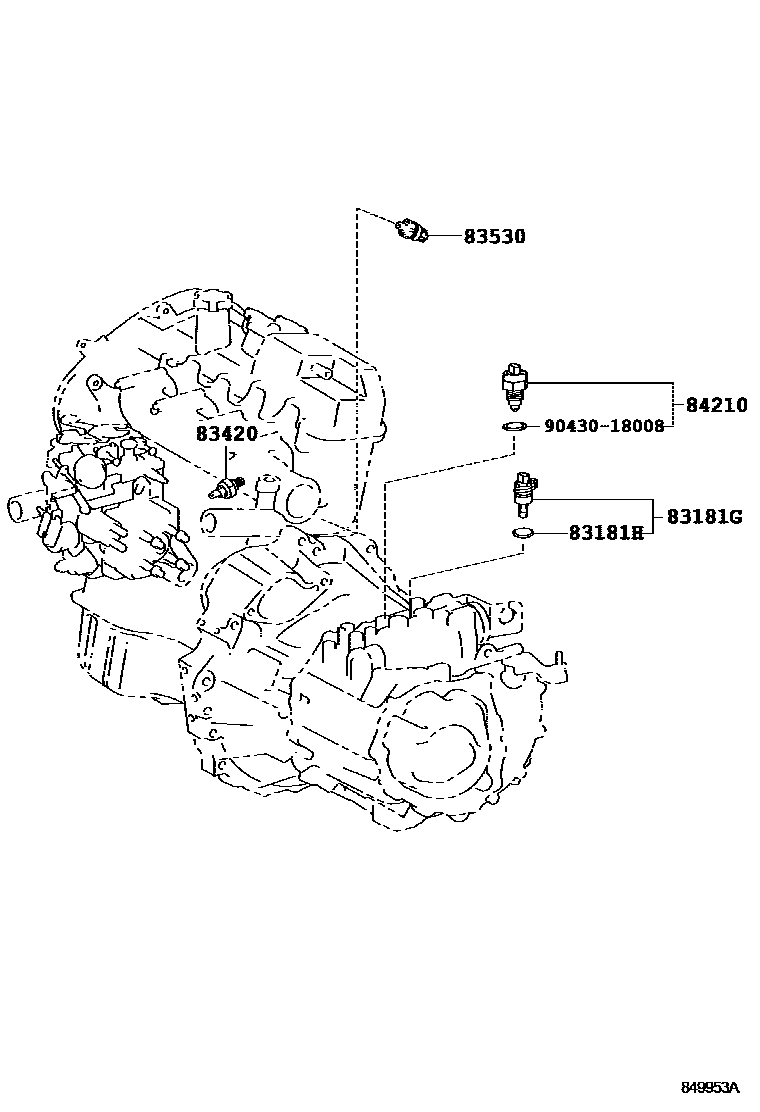 Toyota COROLLA 开关和继电器和ECU EPC diagram — 849953A