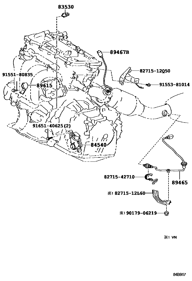 Toyota COROLLA 开关和继电器和ECU EPC diagram — 84B917