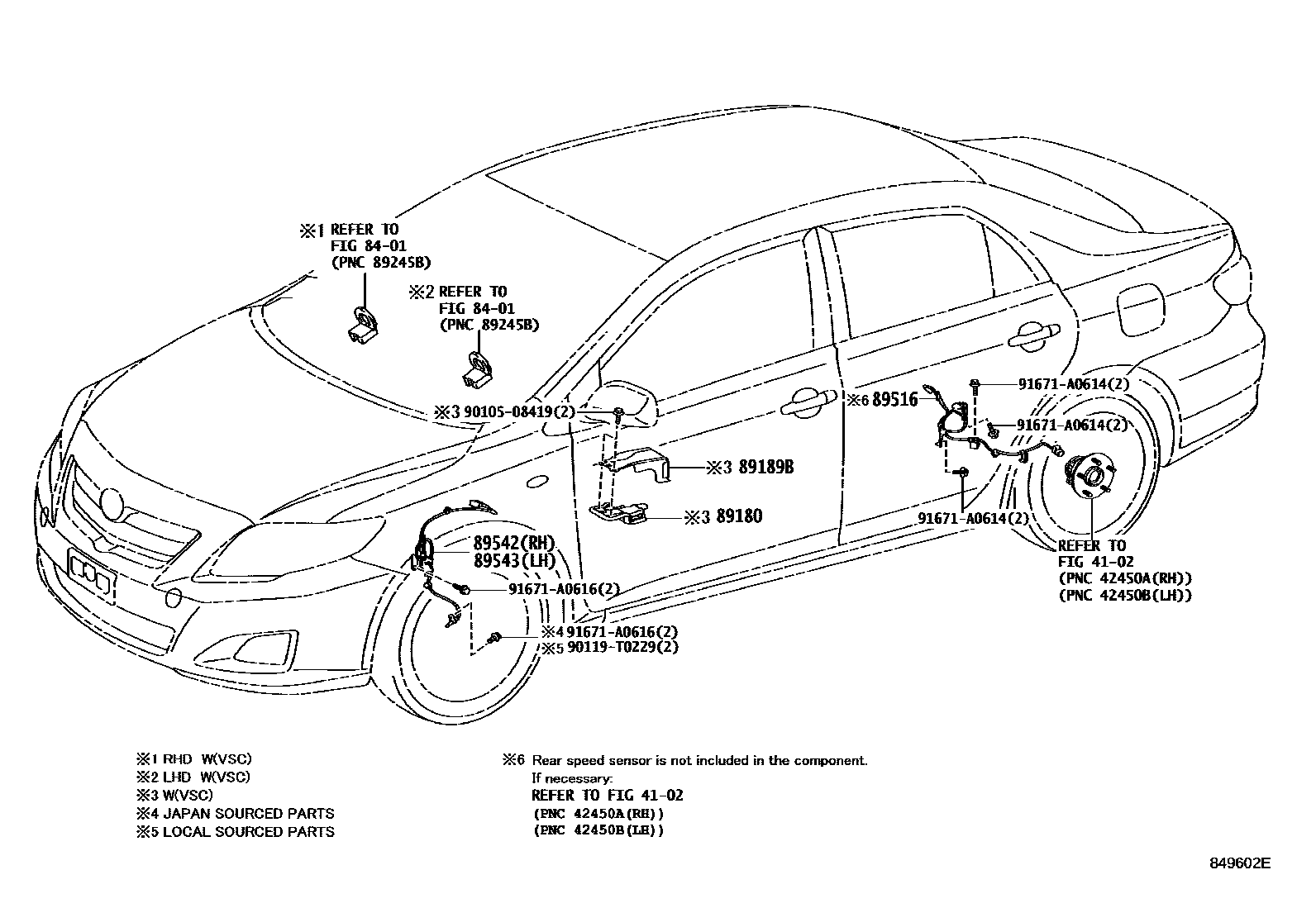 Toyota COROLLA ABS 和 VSC EPC diagram — 849602E
