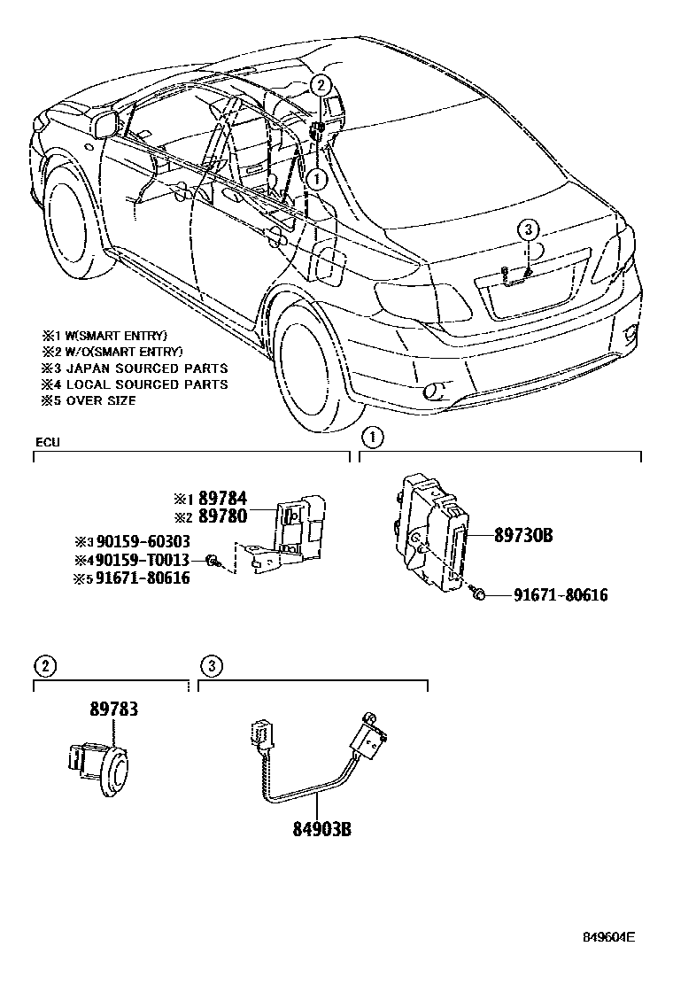 Toyota COROLLA 防盗装置 EPC diagram — 849604E