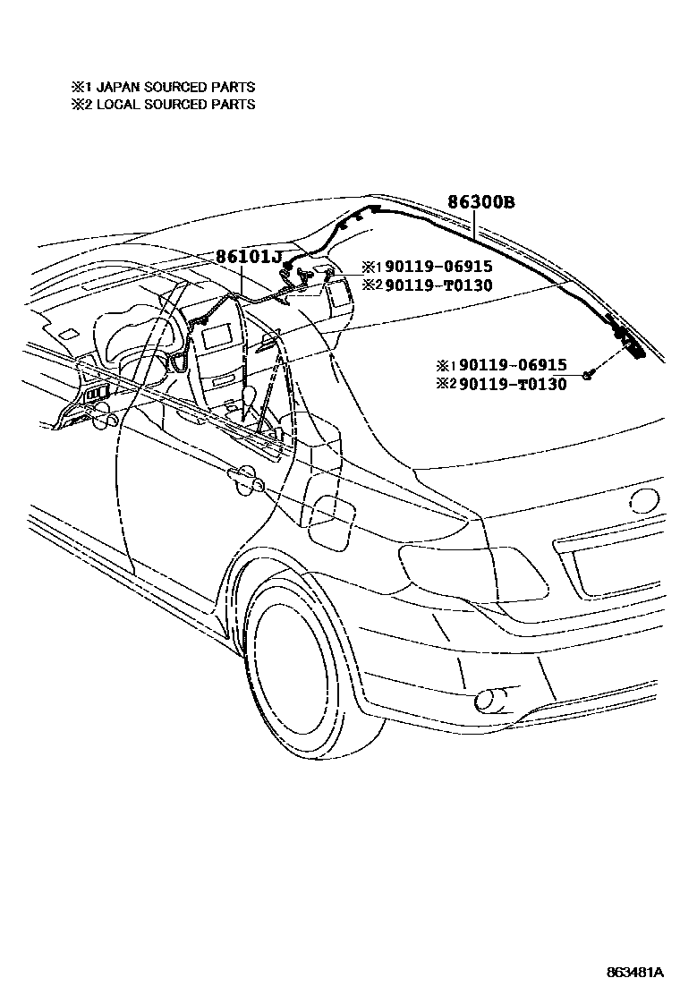 Toyota COROLLA antenna EPC diagram — 863481A