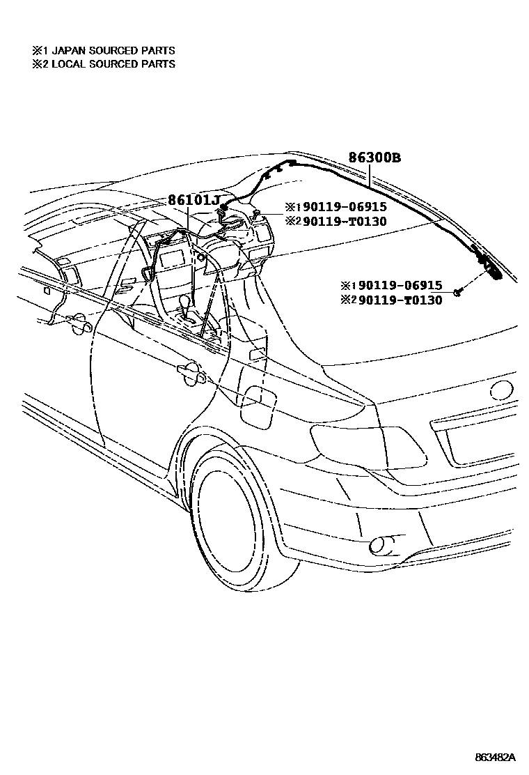 Toyota COROLLA antenna EPC diagram — 863482A