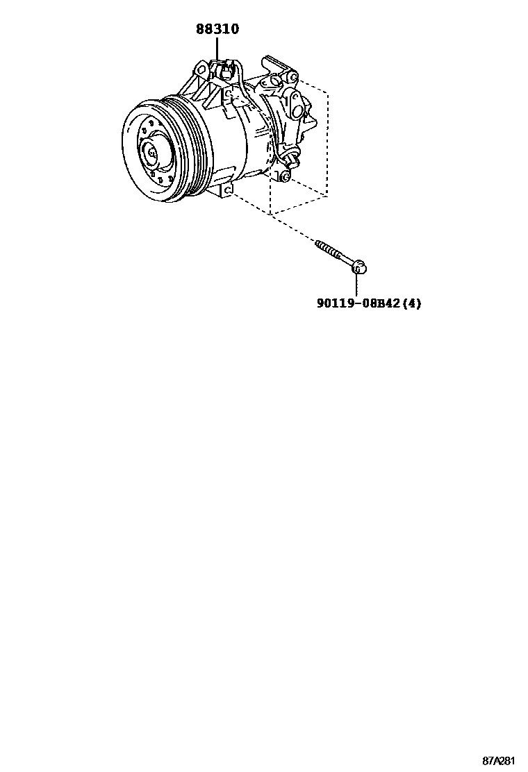 Toyota COROLLA Heating & Air Conditioning - Compressor EPC diagram — 87A281