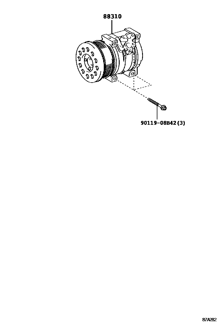 Toyota COROLLA Heating & Air Conditioning - Compressor EPC diagram — 87A282