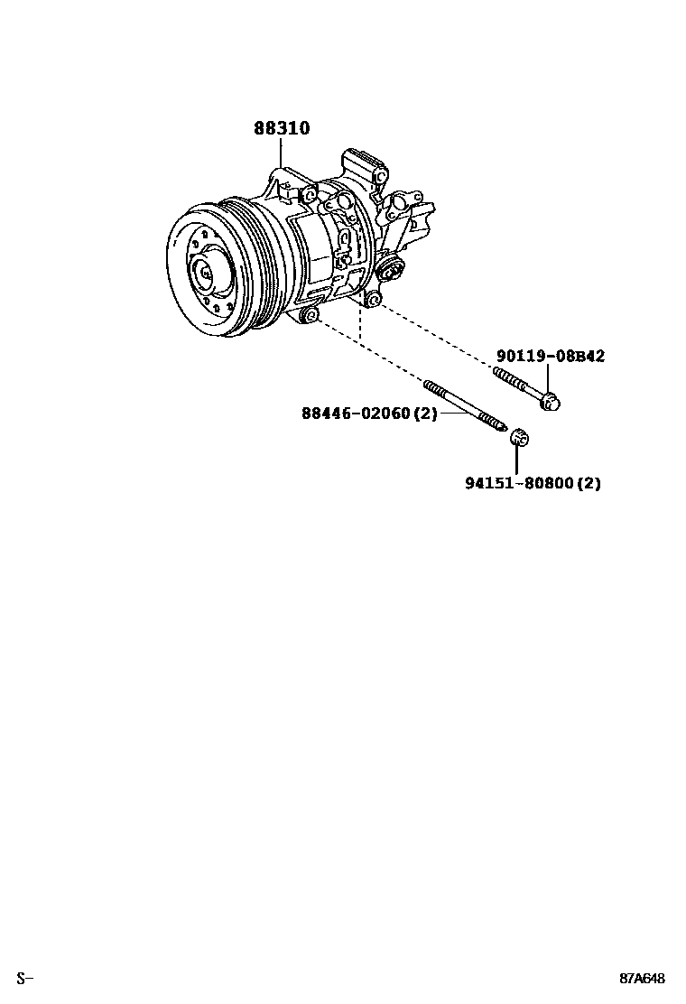 Toyota COROLLA Heating & Air Conditioning - Compressor EPC diagram — 87A648