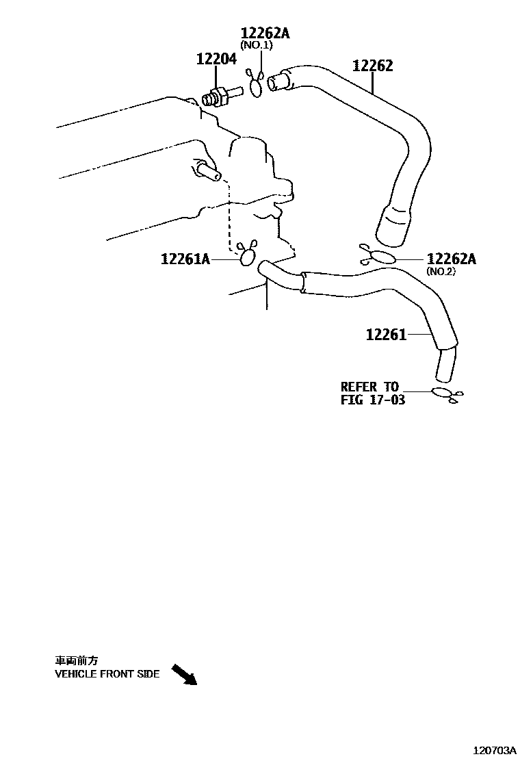 Toyota COROLLA Ventilation Hose EPC diagram — 120703A