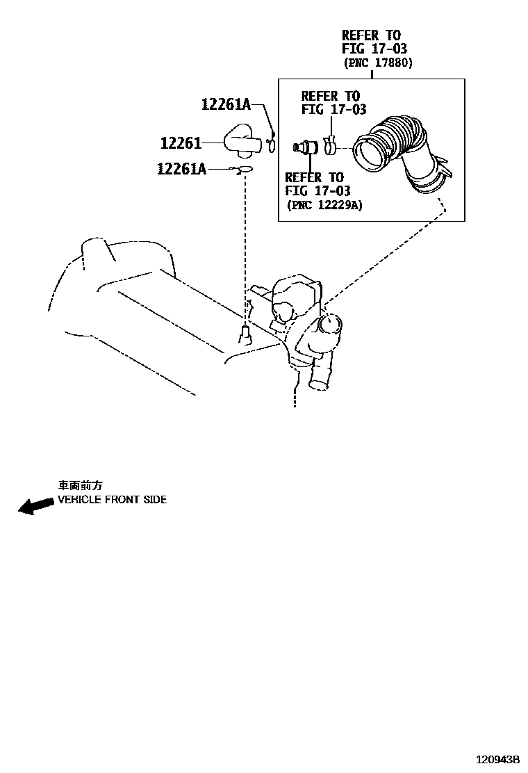 Toyota COROLLA Ventilation Hose EPC diagram — 120943B