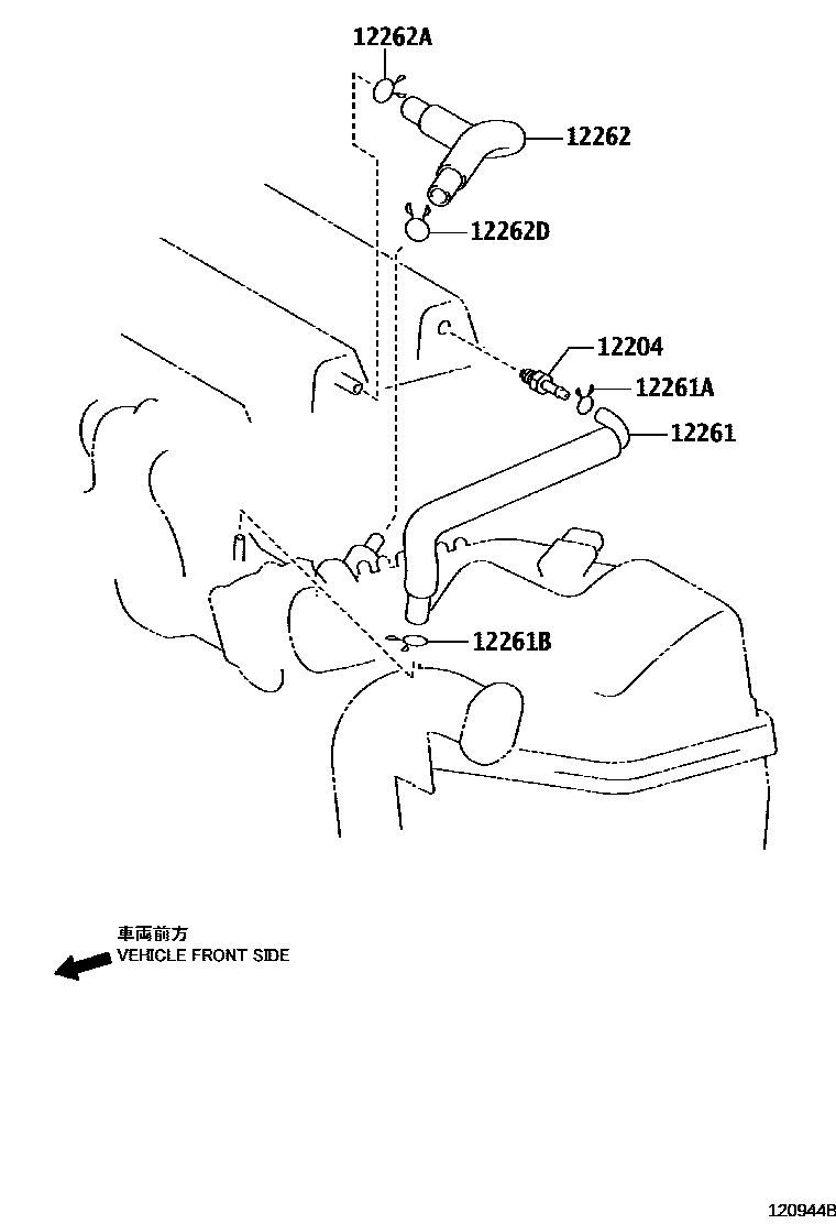 Toyota COROLLA Ventilation Hose EPC diagram — 120944B