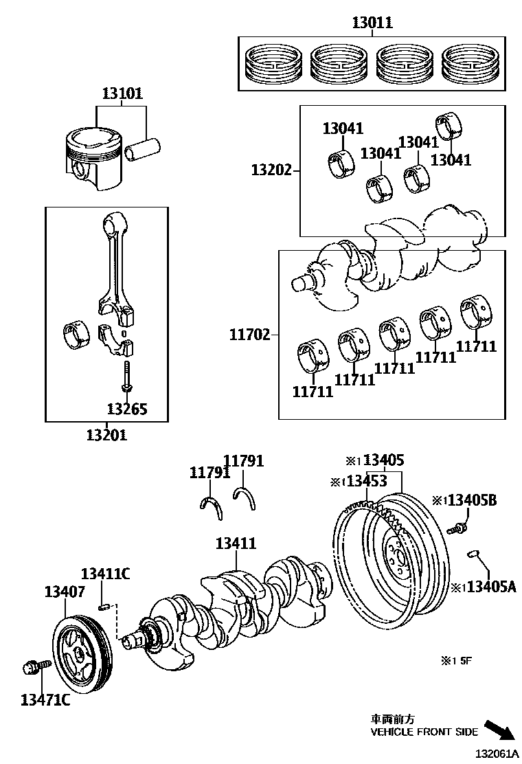 Toyota COROLLA Crankshaft & Piston EPC diagram — 132061A