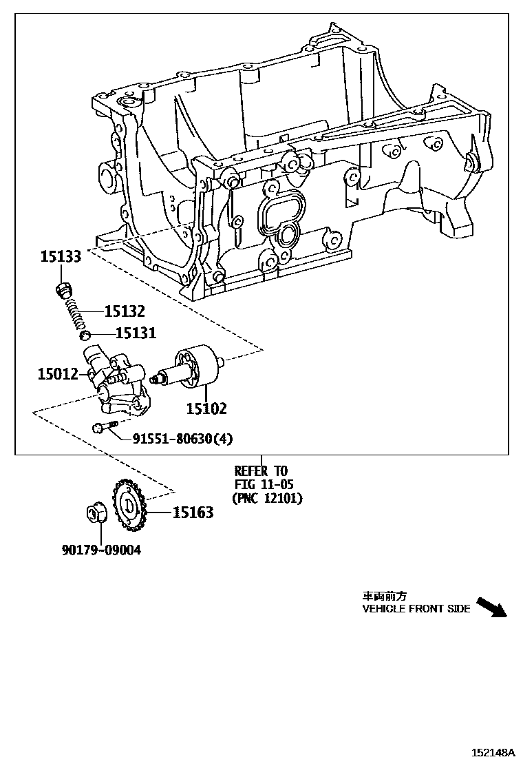 Toyota COROLLA Engine Oil Pump EPC diagram — 152148A