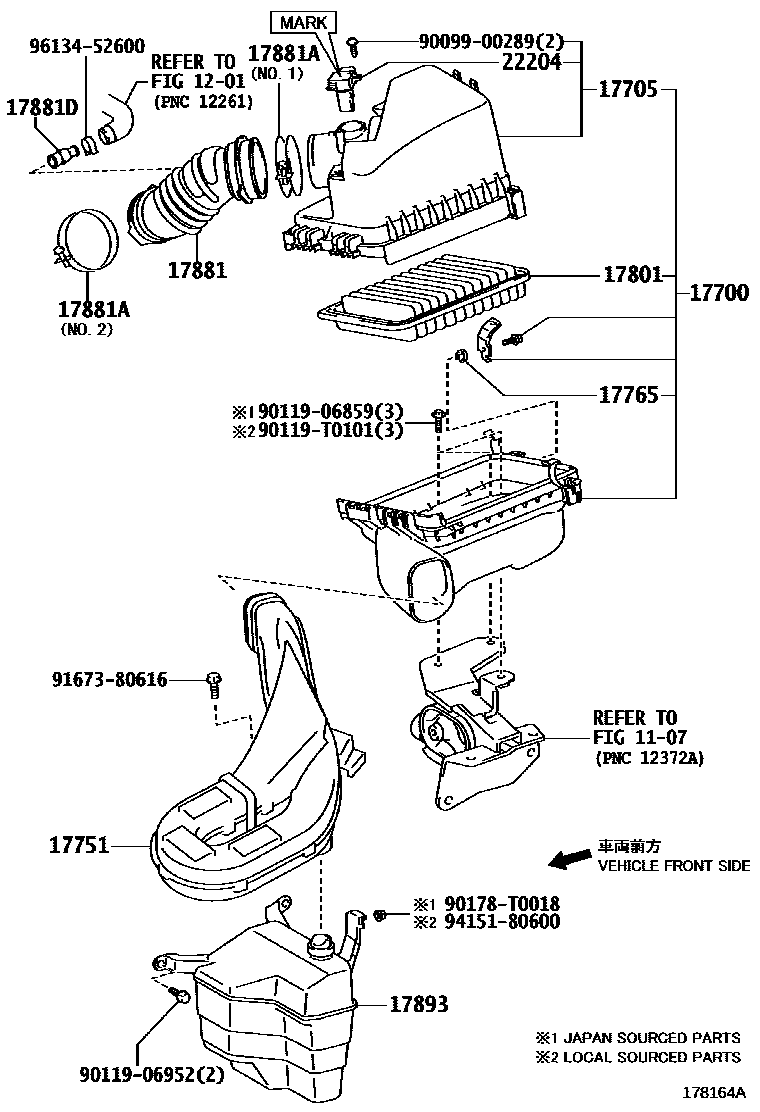 Toyota COROLLA Air Cleaner EPC diagram — 178164A