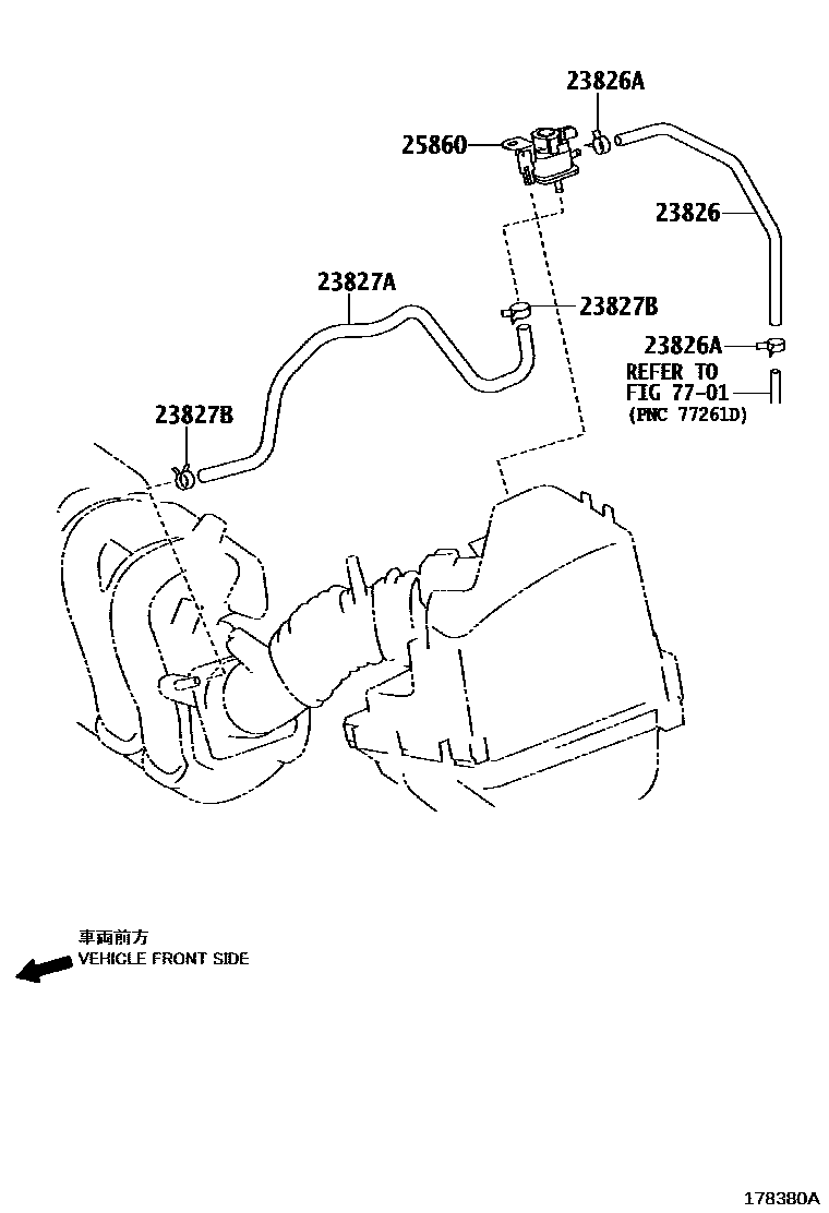 Toyota COROLLA vacuum tube EPC diagram — 178380A