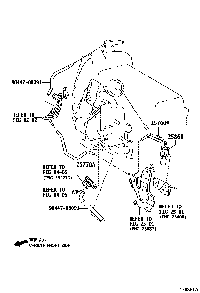 Toyota COROLLA vacuum tube EPC diagram — 178381A