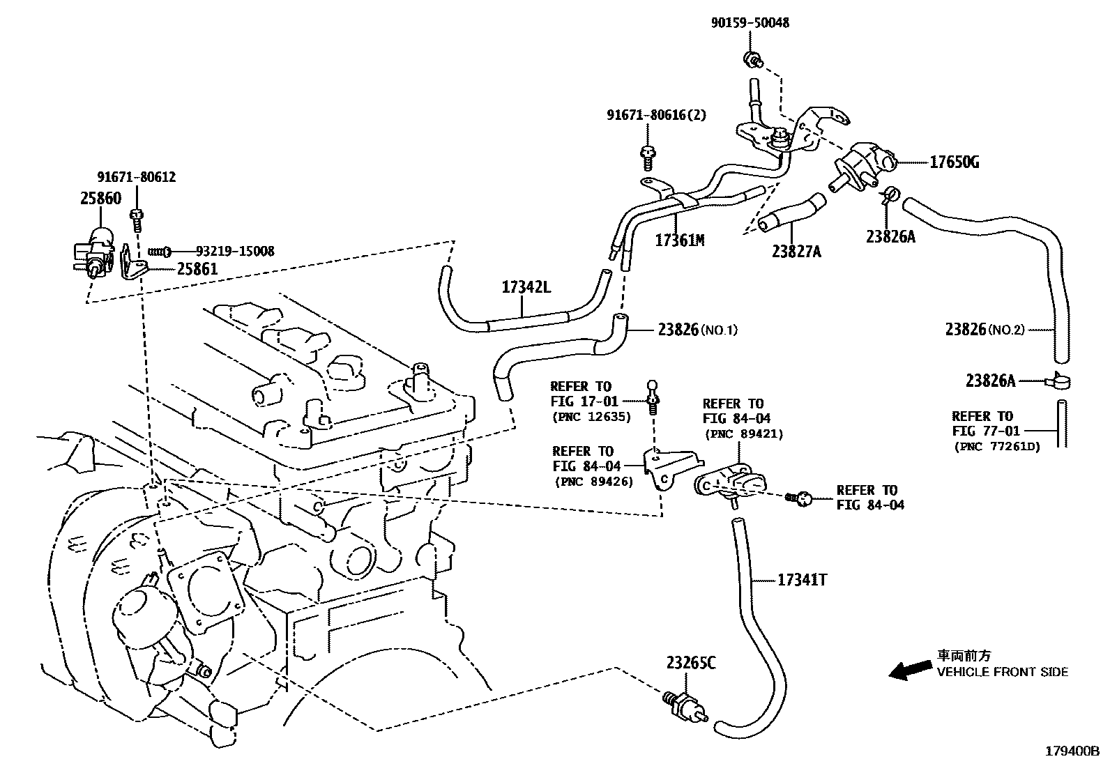 Toyota COROLLA vacuum tube EPC diagram — 179400B
