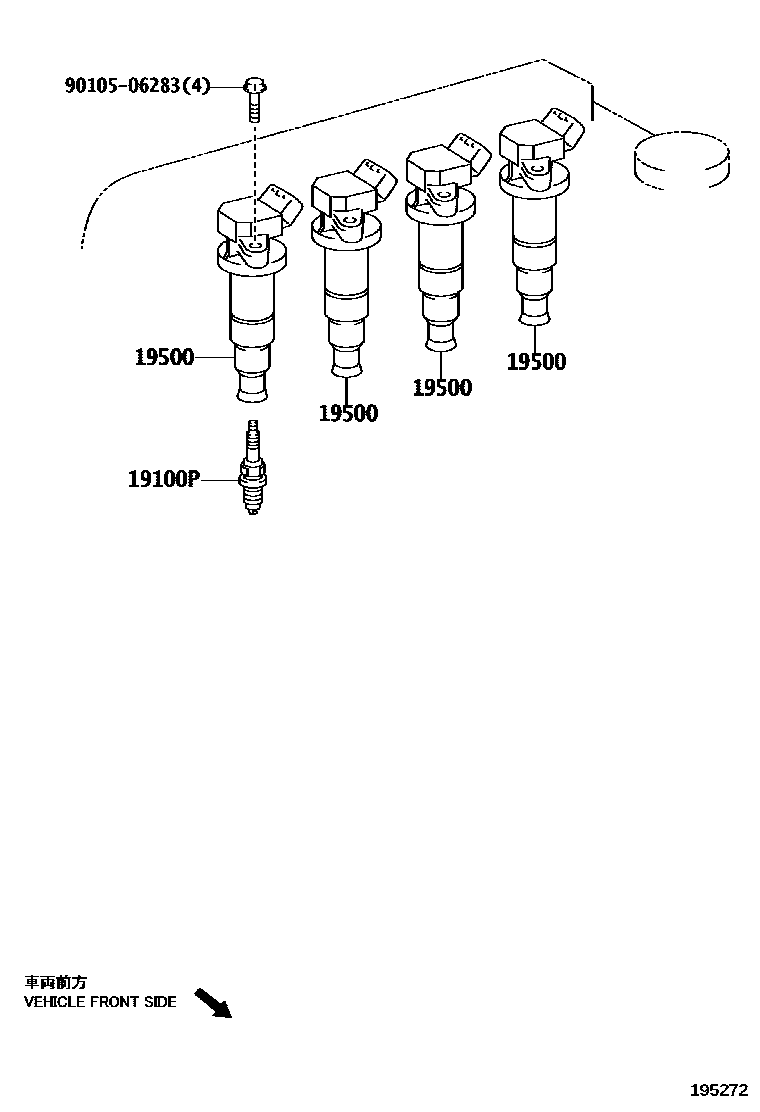 Toyota COROLLA 点火线圈和火花塞 /电热塞 EPC diagram — 195272
