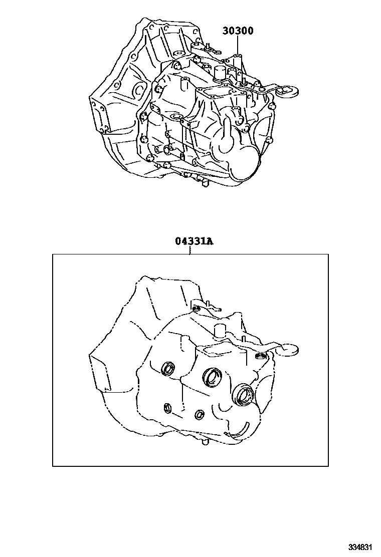 Toyota COROLLA 传动桥或变速器总成和衬垫组件(MTM) EPC diagram — 334831