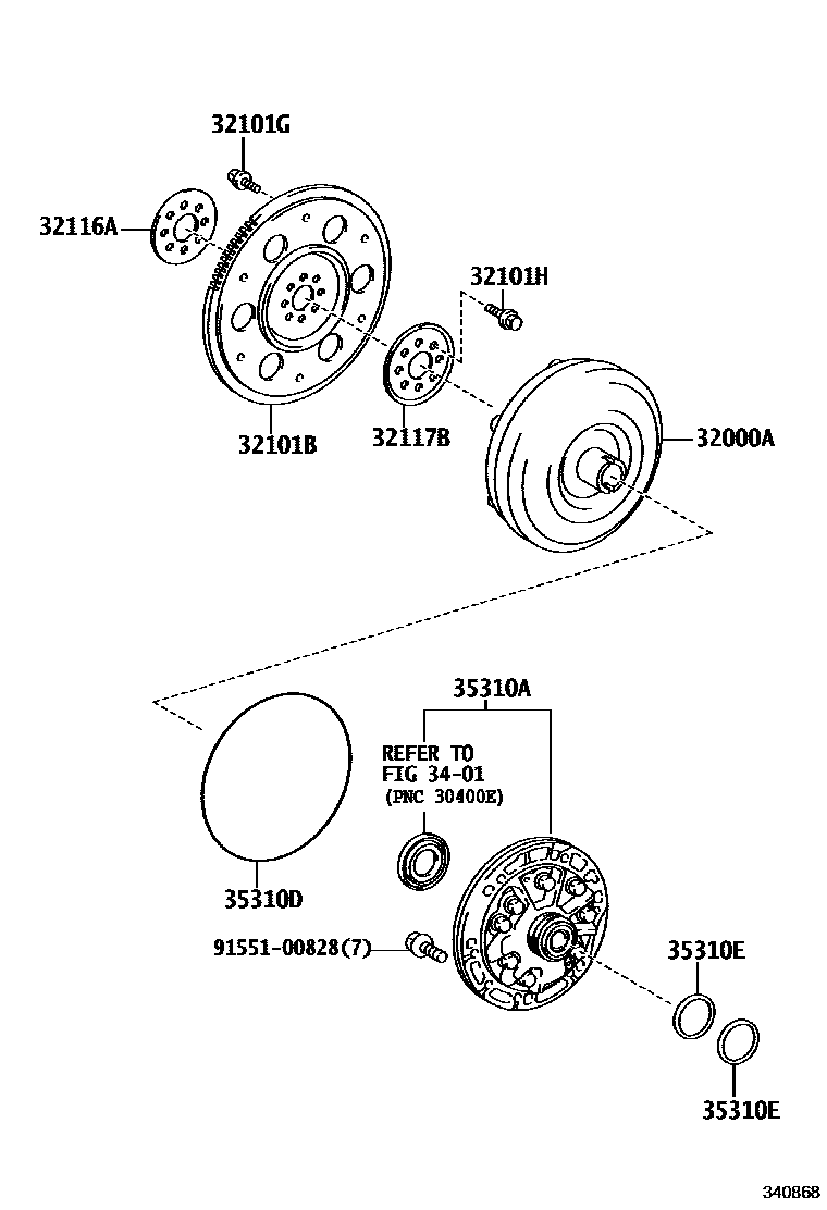 Toyota COROLLA 变矩器、前油泵(CVT) EPC diagram — 340868