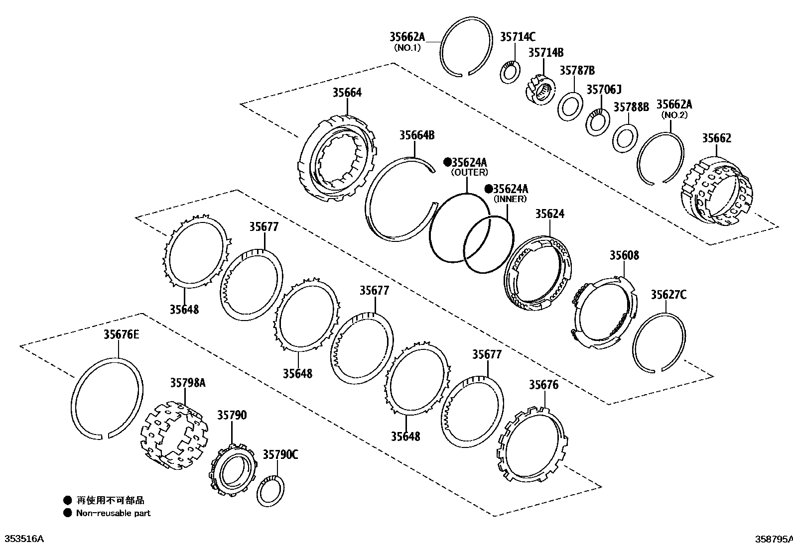 Toyota COROLLA 中央支架和行星太阳齿轮(ATM) EPC diagram — 358795A
