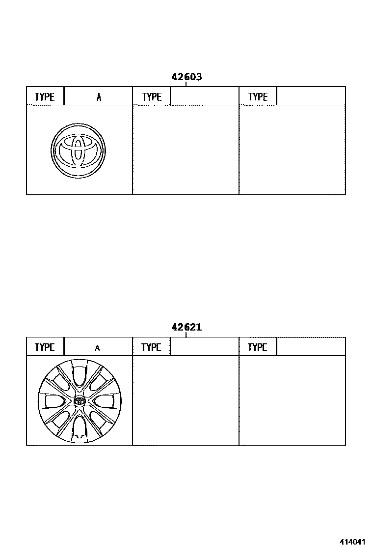 Toyota COROLLA 车轮和车轮盖 EPC diagram — 414041