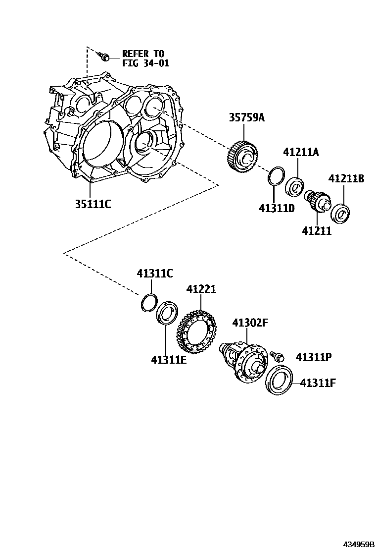 Toyota COROLLA 前桥壳和差速器 EPC diagram — 434959B