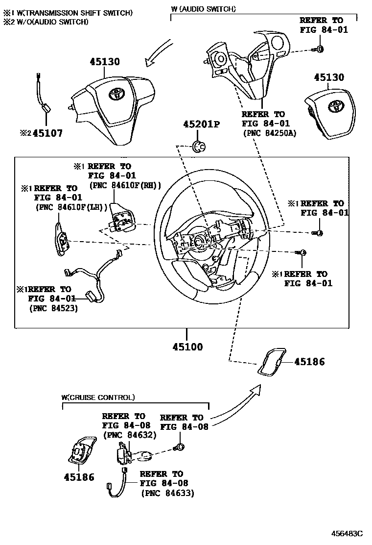 Toyota COROLLA Steering Wheel EPC diagram — 456483C