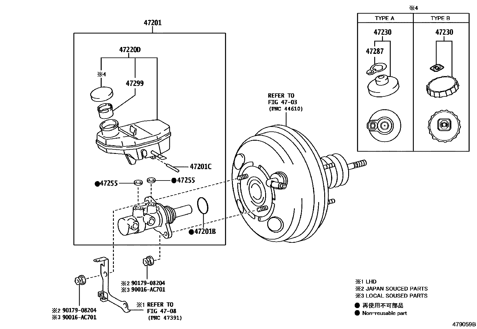 Toyota COROLLA 制动总泵 EPC diagram — 479059B